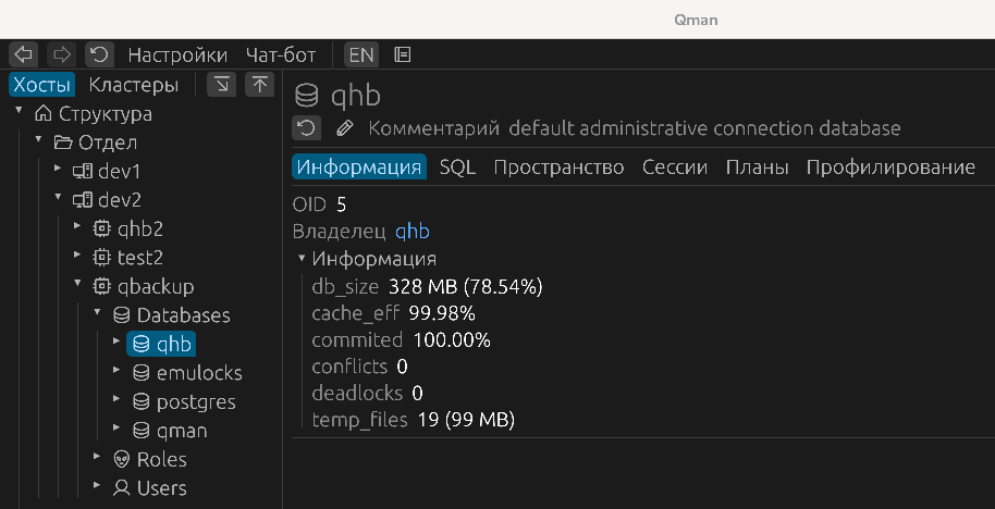 Основная информация о функционировании базы данных